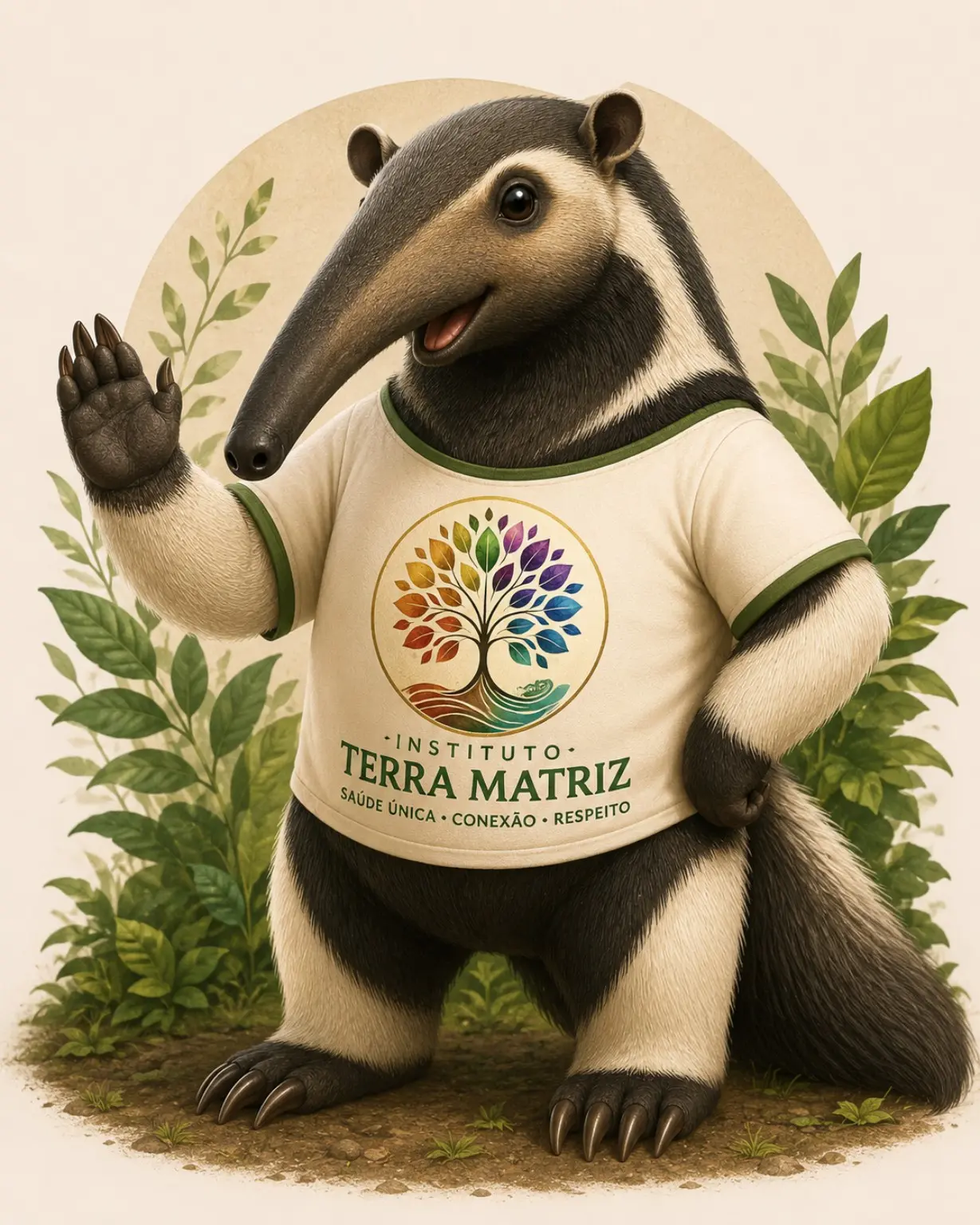 Tamu, o Tamanduá-bandeira, personagem da Turminha TEMA